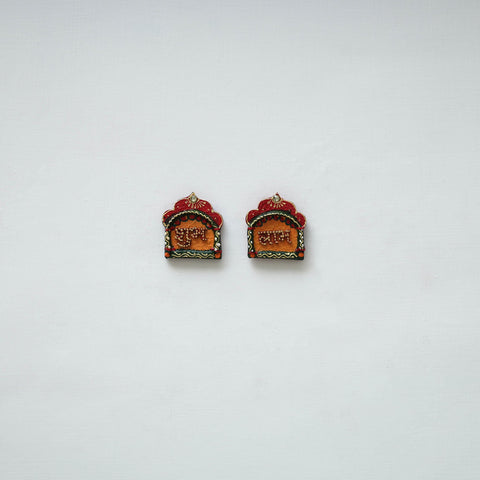 Festive handpainted wooden subh labh 23 - handcrafted