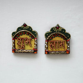 Festive handpainted wooden subh labh 24 - handcrafted