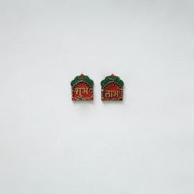 Festive handpainted wooden subh labh 25 - handcrafted