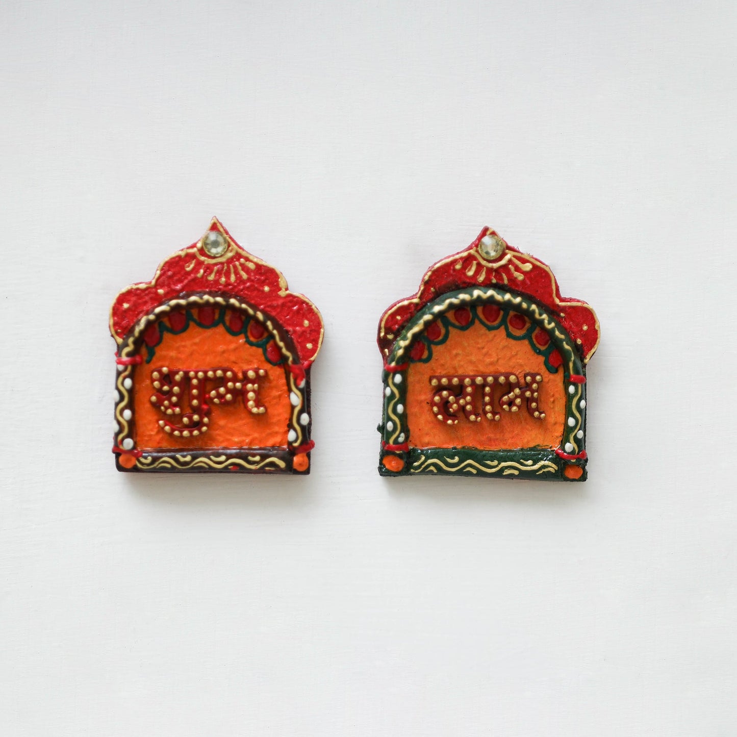 Festive handpainted wooden subh labh 26 - handcrafted