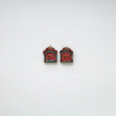 Festive handpainted wooden subh labh 28 - handcrafted