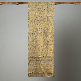 Yellow Pedana Kalamkari Block Printed Natural Dyed Cotton Stole