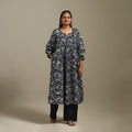 Flared cotton hand batik kurta for women 07 - handcrafted