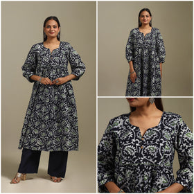 Flared cotton hand batik kurta for women 07 - handcrafted