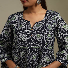 Flared cotton hand batik kurta for women 07 - handcrafted