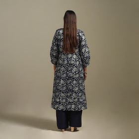 Flared cotton hand batik kurta for women 07 - handcrafted