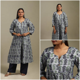 Flared cotton hand batik kurta for women 10 - handcrafted