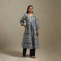 Flared cotton hand batik kurta for women 10 - handcrafted