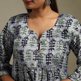 Flared cotton hand batik kurta for women 10 - handcrafted