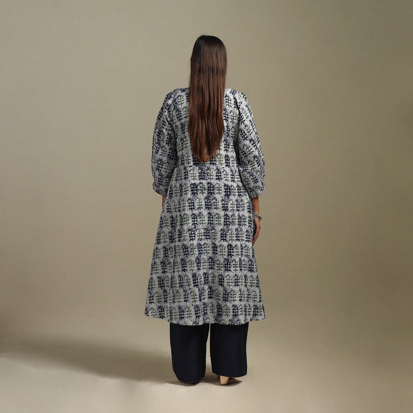 Flared cotton hand batik kurta for women 10 - handcrafted