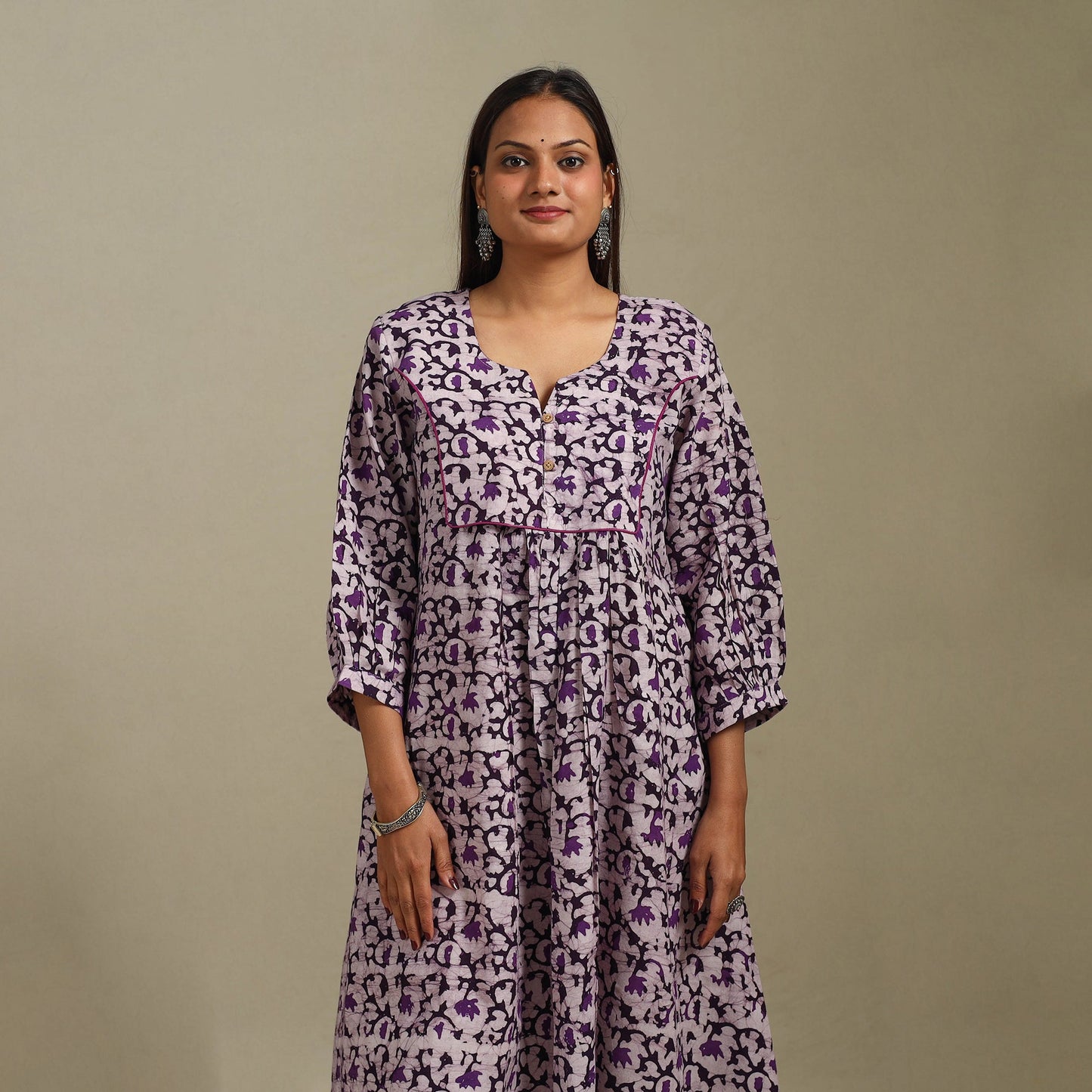 Flared cotton hand batik kurta for women 21 - handcrafted