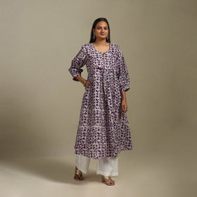 Flared cotton hand batik kurta for women 21 - handcrafted