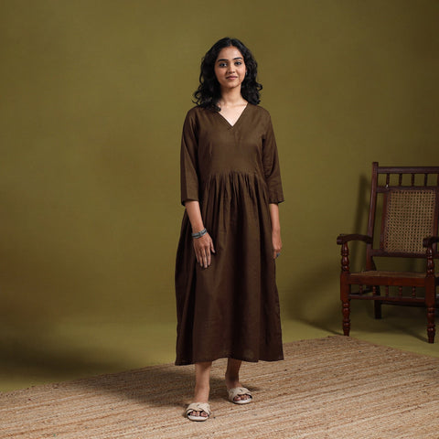 Flex cotton flared plain dress 17 - handcrafted