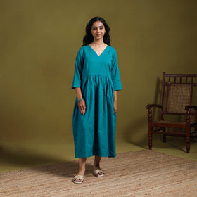 Flex cotton flared plain dress 18 - handcrafted