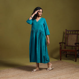 Flex cotton flared plain dress 18 - handcrafted