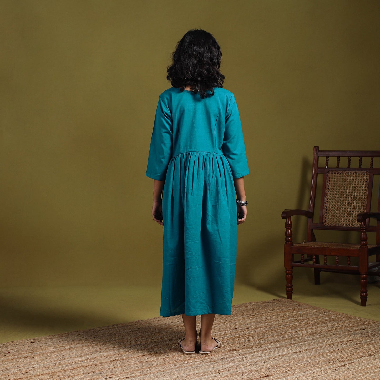 Flex cotton flared plain dress 18 - handcrafted