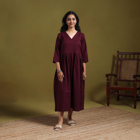 Flex cotton flared plain dress 19 - handcrafted