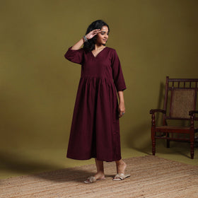 Flex cotton flared plain dress 19 - handcrafted