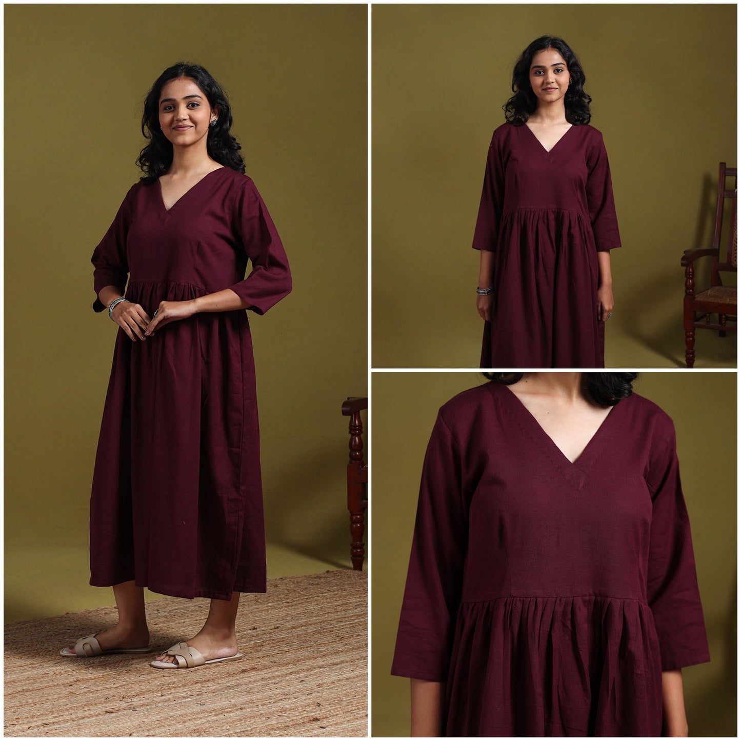 Flex cotton flared plain dress 19 - handcrafted
