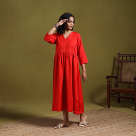 Flex cotton flared plain dress 20 - handcrafted