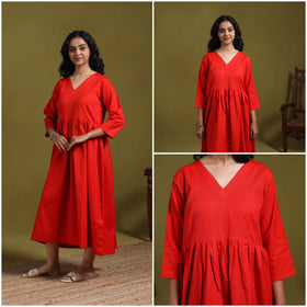 Flex cotton flared plain dress 20 - handcrafted