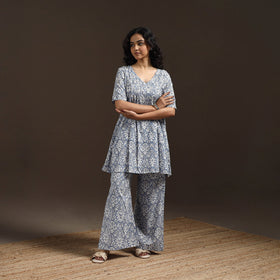 Floral cotton sanganeri co-ord set 12 - handcrafted
