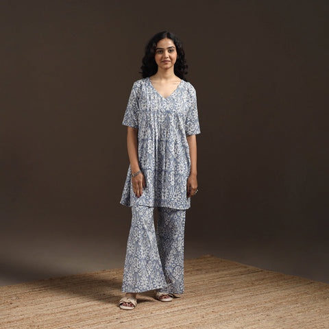 Floral cotton sanganeri co-ord set 12 - handcrafted