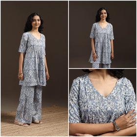 Floral cotton sanganeri co-ord set 12 - handcrafted