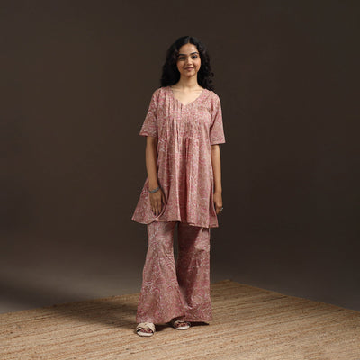 Floral cotton sanganeri co-ord set 13 - handcrafted