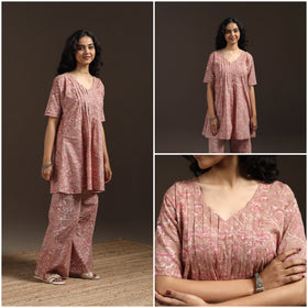 Floral cotton sanganeri co-ord set 13 - handcrafted