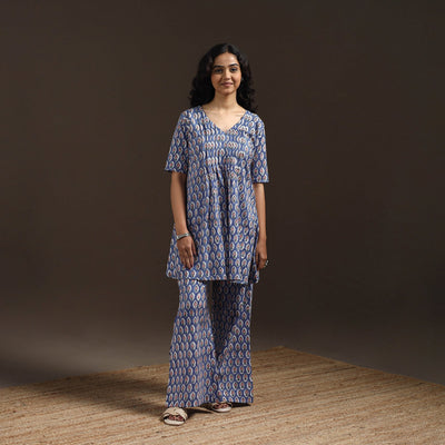 Floral cotton sanganeri co-ord set 14 - handcrafted