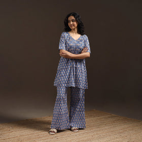 Floral cotton sanganeri co-ord set 14 - handcrafted