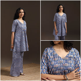 Floral cotton sanganeri co-ord set 14 - handcrafted