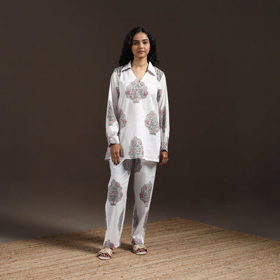 Floral cotton sanganeri co-ord set 15 - handcrafted