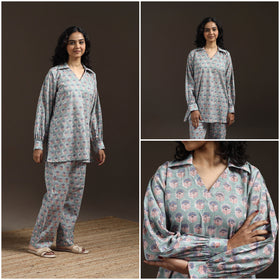 Floral cotton sanganeri co-ord set 17 - handcrafted