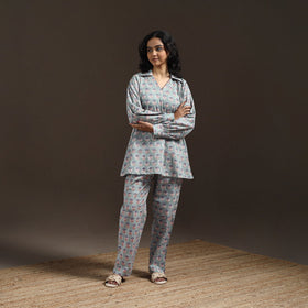 Floral cotton sanganeri co-ord set 17 - handcrafted