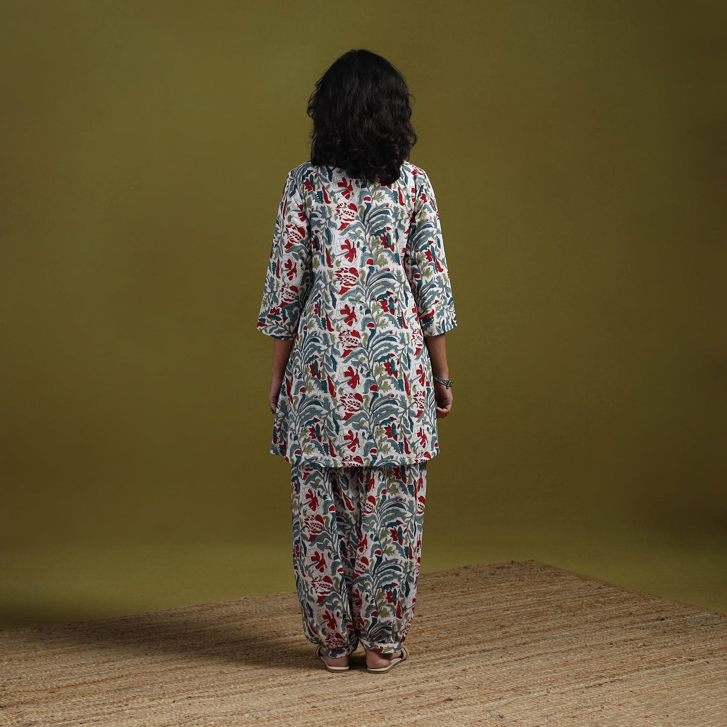 Floral cotton sanganeri co-ord set 05 - handcrafted