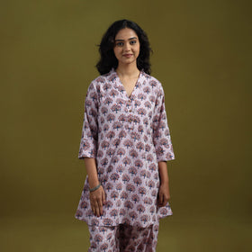 Floral cotton sanganeri co-ord set 06 - handcrafted