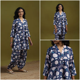 Floral cotton sanganeri co-ord set 07 - handcrafted