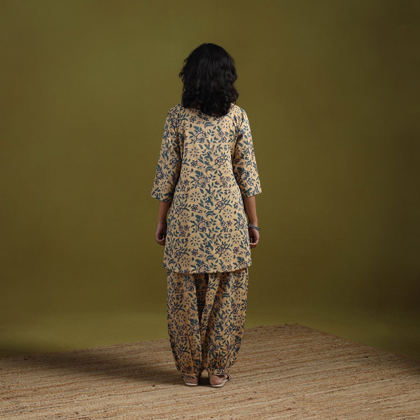 Floral cotton sanganeri co-ord set 08 - handcrafted