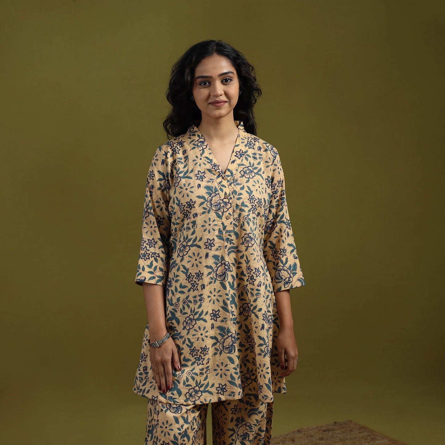 Floral cotton sanganeri co-ord set 08 - handcrafted