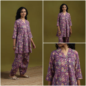 Floral cotton sanganeri co-ord set 09 - handcrafted