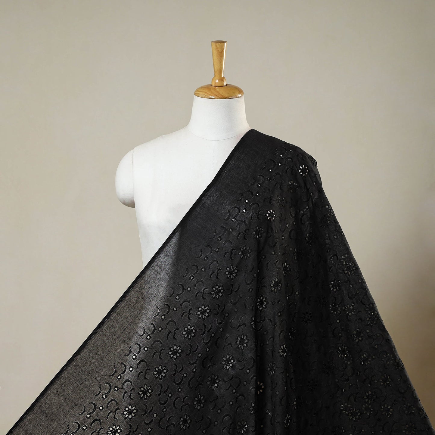 Floral embroidered natural dyed cotton hakoba fabric 01