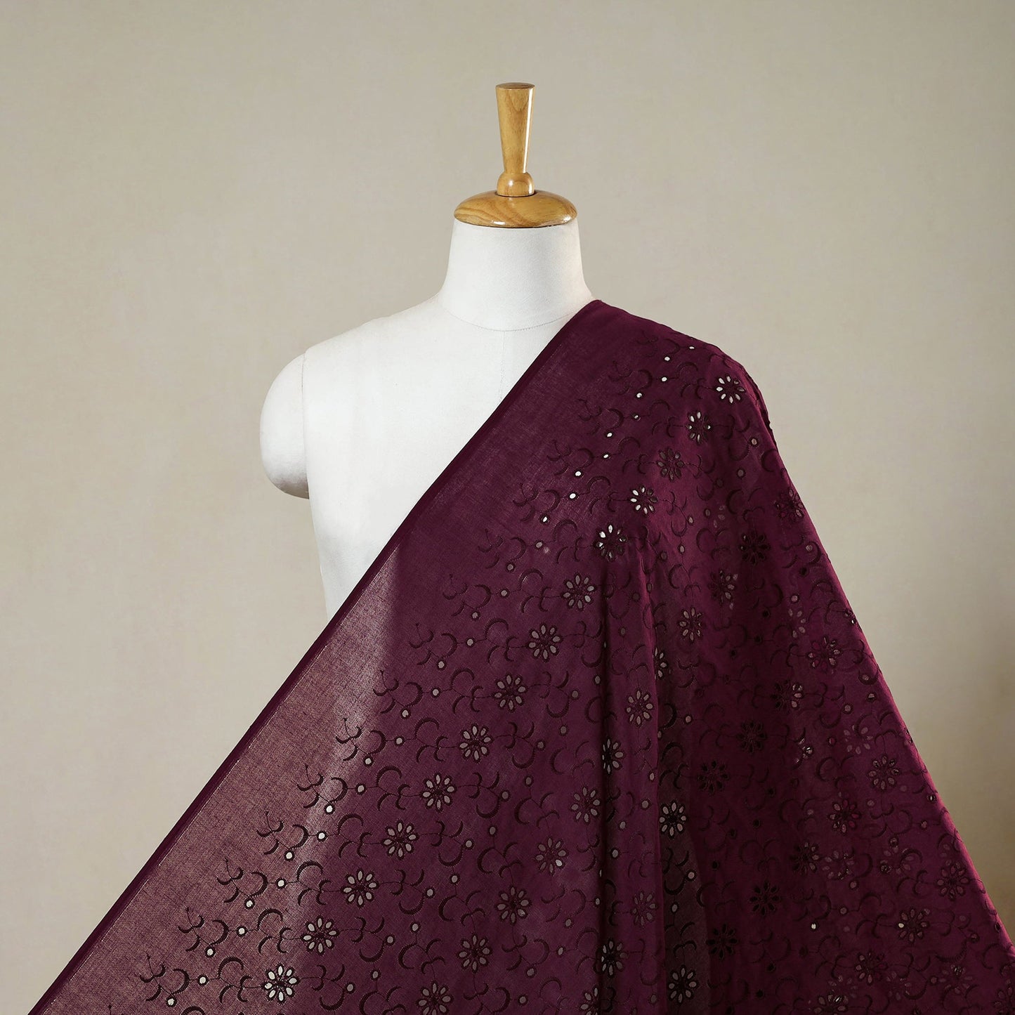 Floral embroidered natural dyed cotton hakoba fabric 02