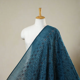 Floral embroidered natural dyed cotton hakoba fabric 09