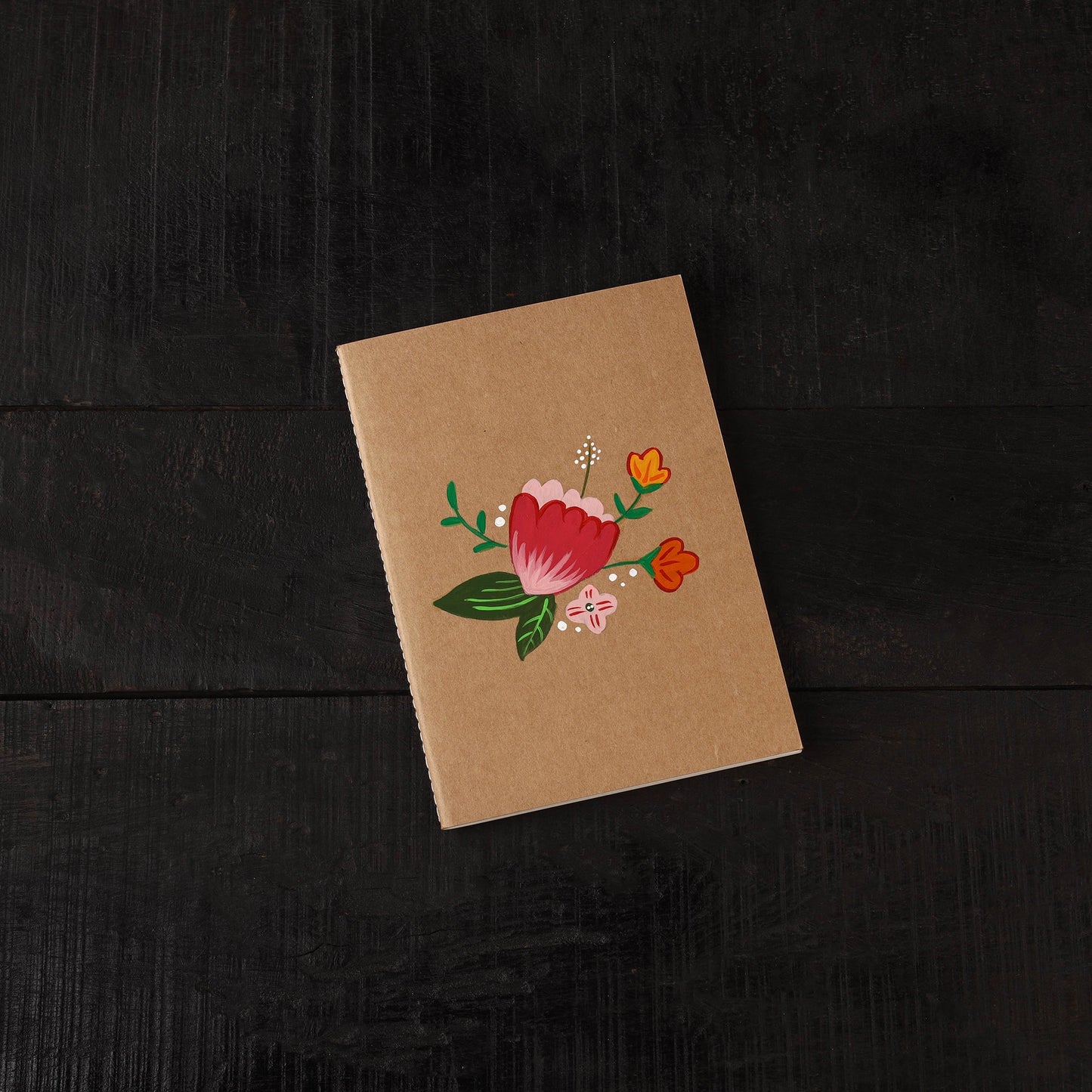 Floral handpainted handmade paper diaries (set of 3) 04