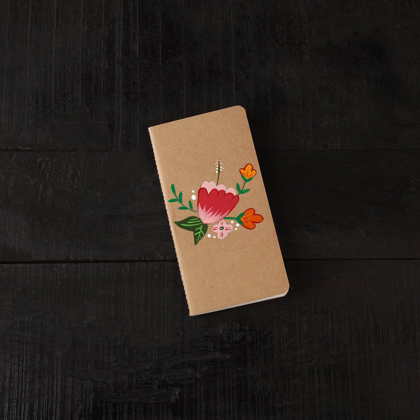 Floral handpainted handmade paper diaries (set of 3) 04