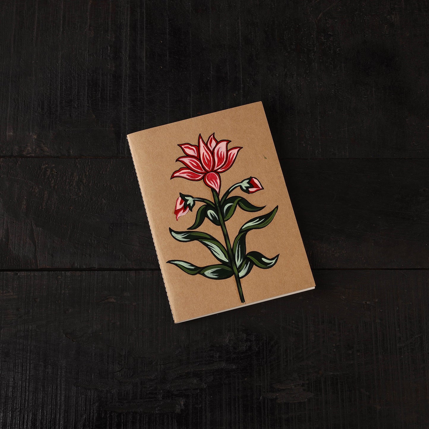 Floral handpainted handmade paper diaries (set of 3) 09