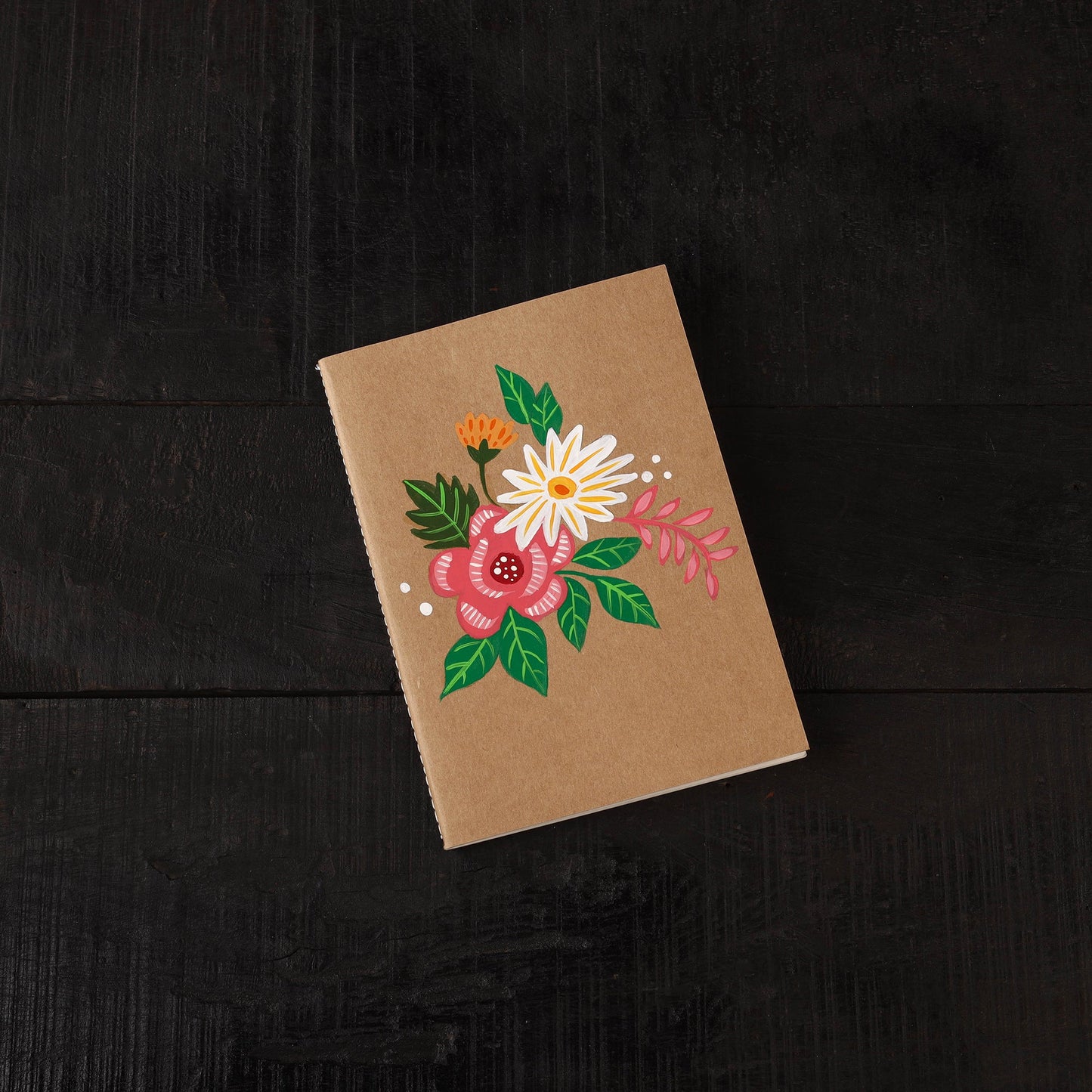 Floral handpainted handmade paper diaries (set of 3) 16