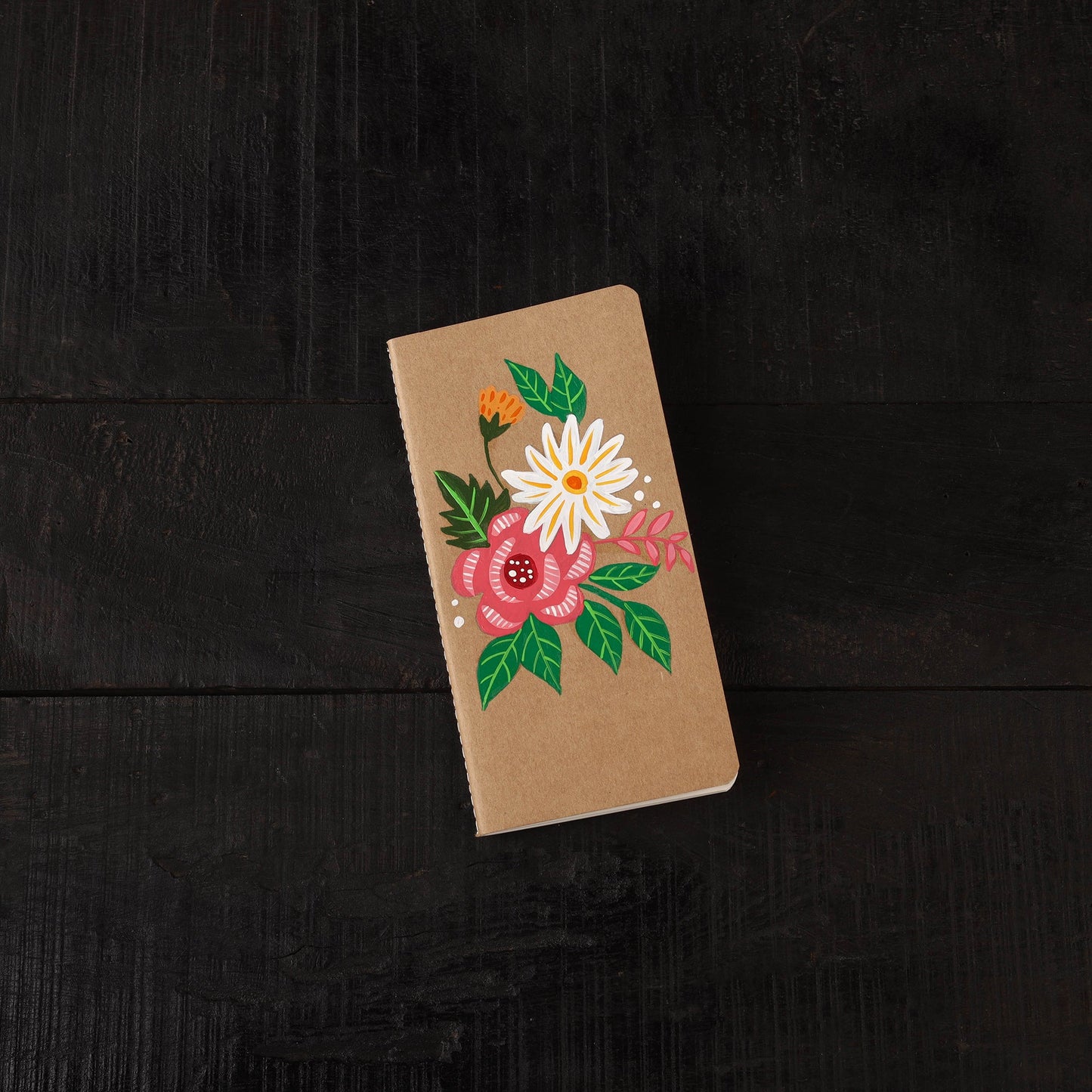 Floral handpainted handmade paper diaries (set of 3) 16